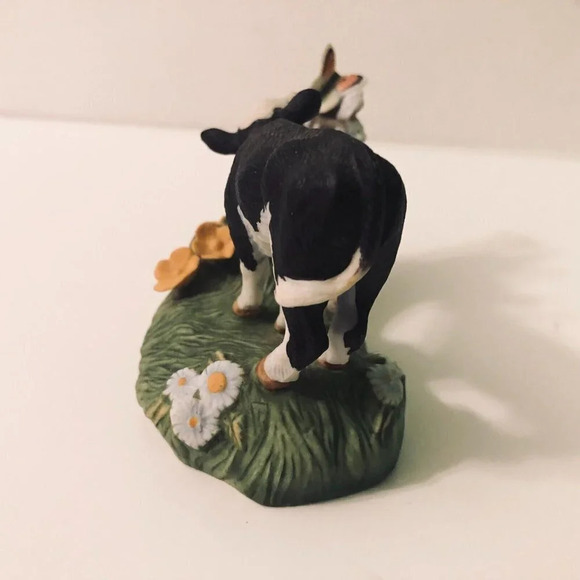 Vtg Cow Holstein Cow Calf Figure by  Peter Barrett Franklin Mint Porcelain - Picture 9 of 11